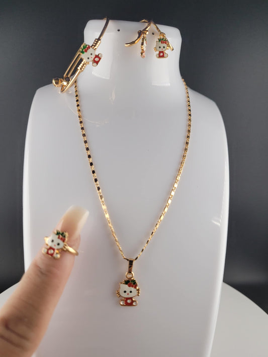 18k Gold Plated Set for Girls Includes Necklace Earrings Ring and Bracelet