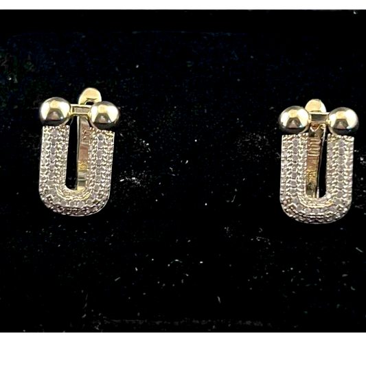 14k Gold-Plated Earrings with Small Inlaid Zircons Elegant Design for Any Occasion High-Quality & Durable Gift Jewelry