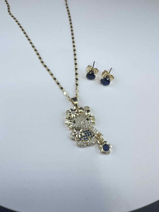 14k gold plated set for girls in white and yellow tones