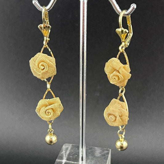 golden rose earrings beautiful for all occasions gold-plated