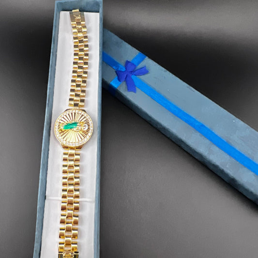 Beautiful Virgin and Saint Jude bracelets for men and women 8" GOLD PLATED 18K