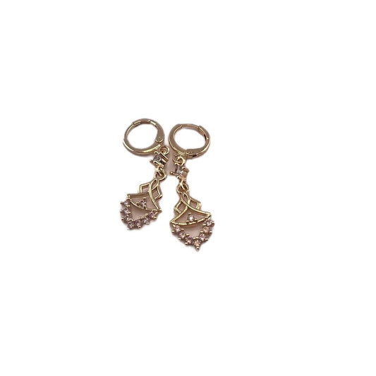 Earrings with zirconia in gold plated 1.1/2”